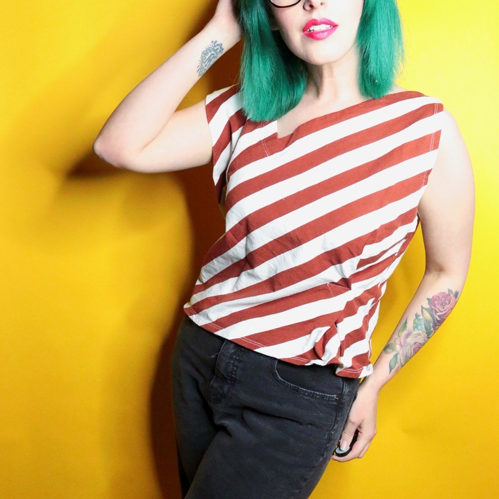Anthro Diagonal Stripe Top - Picture 2 of 4